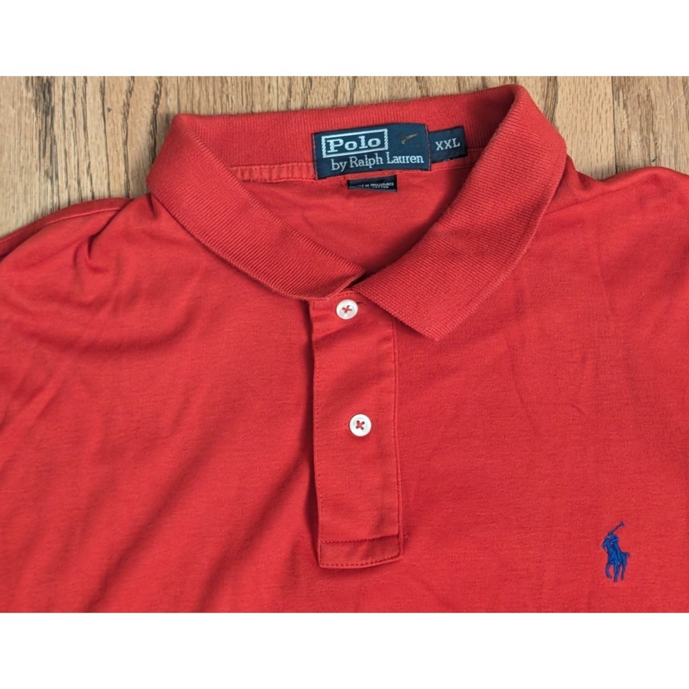 Polo Ralph Lauren Shirt Men's 2XL Red Short Sleeve Blue Pony Golf Classic Preppy
